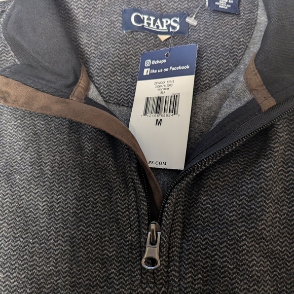 Chaps Men's Quarter Zip Mock Neck Sweater Size M NWT MSRP $50 - Picture 3 of 5